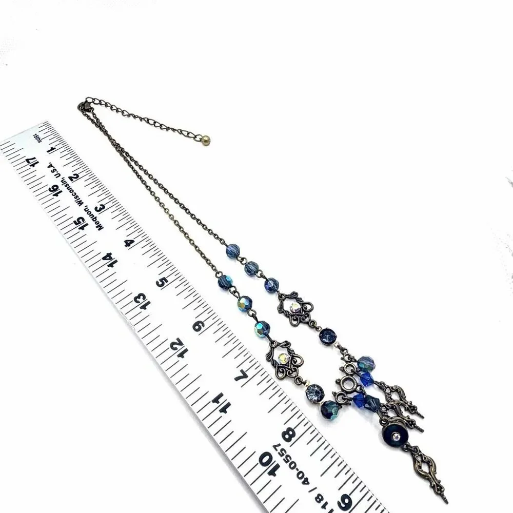 Gothic Blue Crystal Statement Necklace